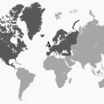 The UK, Europe and North America highlighted on a world map