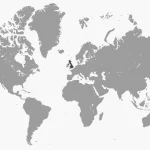 The tiny UK highlighted black in a map of the world